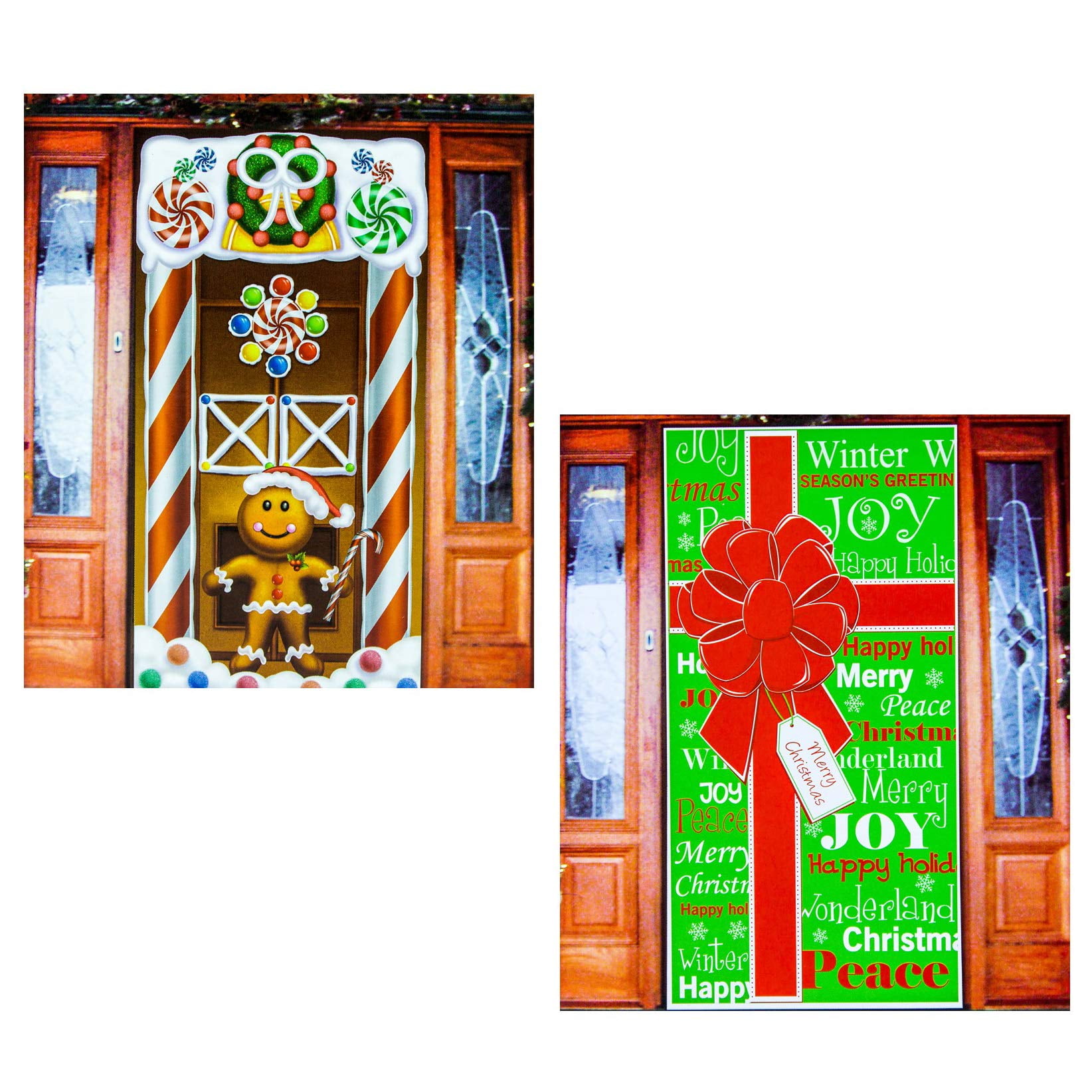 Christmas Door Cover (2 Pack) Holiday Decorations, Giant and