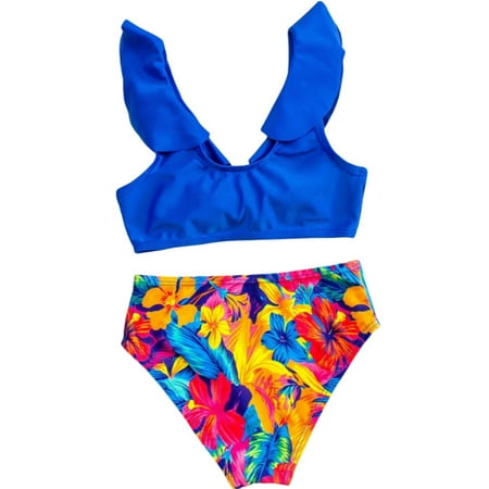 

Yzengfg Girls Swimsuits Bikini Set Kids Cutout Bathing Suit Bikini Cute Top Two Piece Girls Swimwear Girls Swimwear 8-9 Years