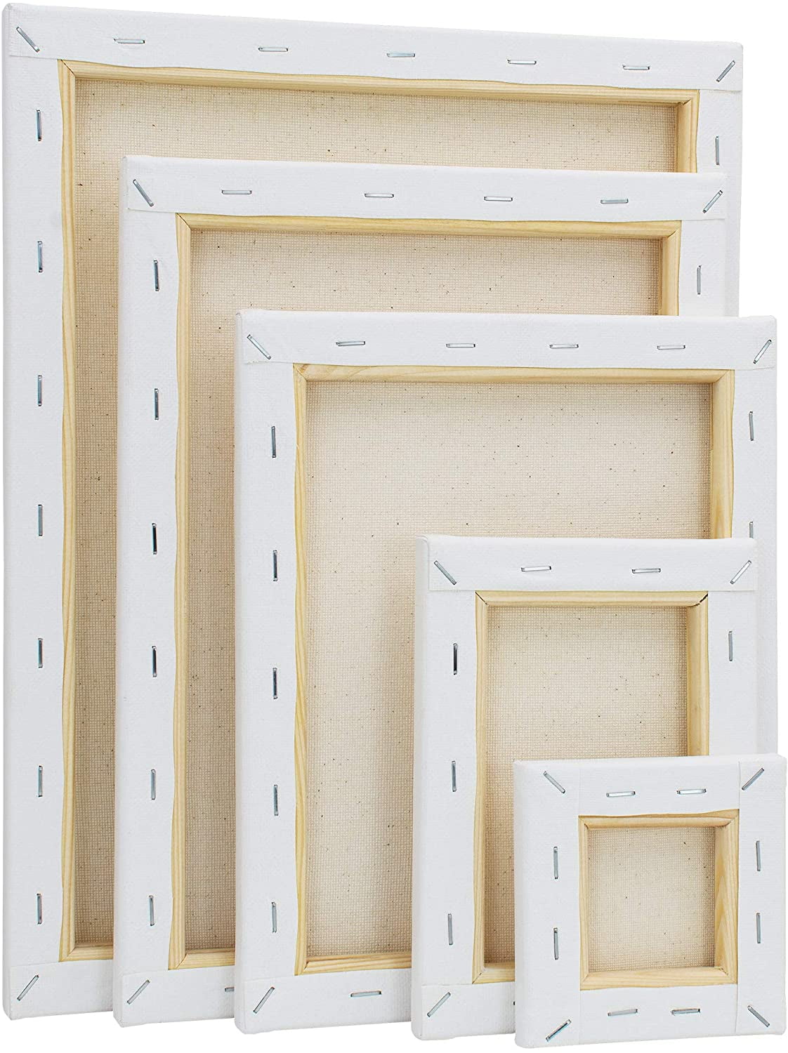 FIXSMITH Stretched White Blank Canvas- Multi Pack 4x4,5x7,8x10,9x (2 of Each),Set of 10,100% Cotton,Primed,for Acrylic,Oil,Other Wet or Dry Art Media,for Artists,Kids,Beginners and More. Multipack-10 PK