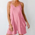 thumbnail image 6 of EaskTriop Womens One Piece Short Jumpsuit Spaghetti Strap V Neck Beach Rompers with Pockets, Wide Leg Stretchy Summer Fashion Outfits Trendy, 6 of 6