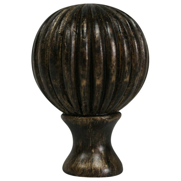 Urbanest Fluted Ball Lamp Finial, 2 1/8" Tall, Antique Bronze, Single