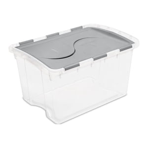Sterilite 48 Qt Clear Plastic Storage Bin with Hinged Lid