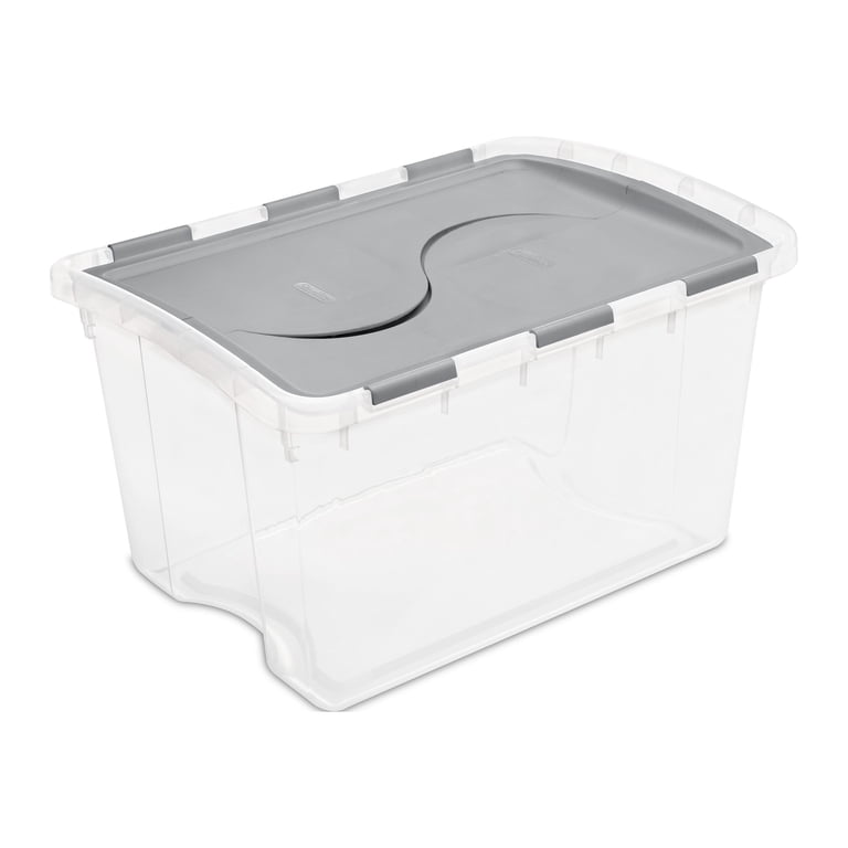 Sterilite 48 Qt Clear Plastic Storage Bin with Hinged Lid photo 1