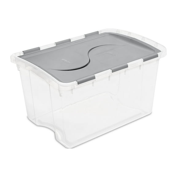 Sterilite 48 Qt. Hinged Lid Storage Box Plastic, Titanium