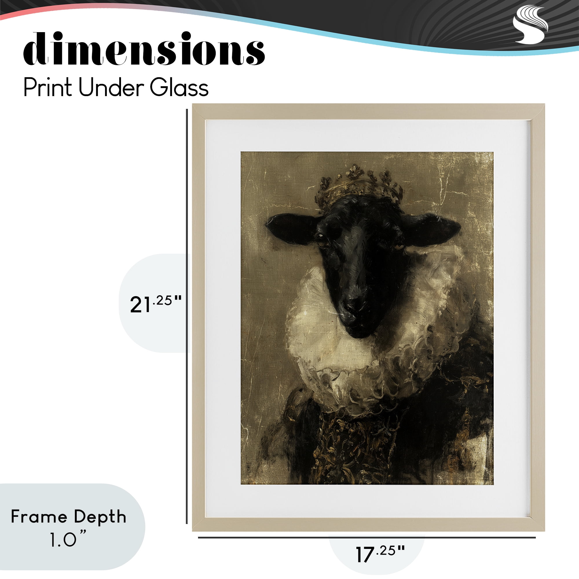 Stupell Industries Noble Ram Portrait Birch Framed Print Under Glass, design by Svetlana Aleynikova