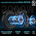 thumbnail image 2 of Freego F3 Pro Dual Motor Electric Bike for Adults,48V 40Ah Battery,Dual 750W Motors,35 MPH,40–75 Miles Range,20" Fat Tires,Full Suspension, 2 of 8