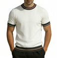 thumbnail image 6 of Ringer Tee Men Summer Fashion Ribbed Knit Crew Neck Short Sleeve Mens T-Shirts Casual Tops, 6 of 8