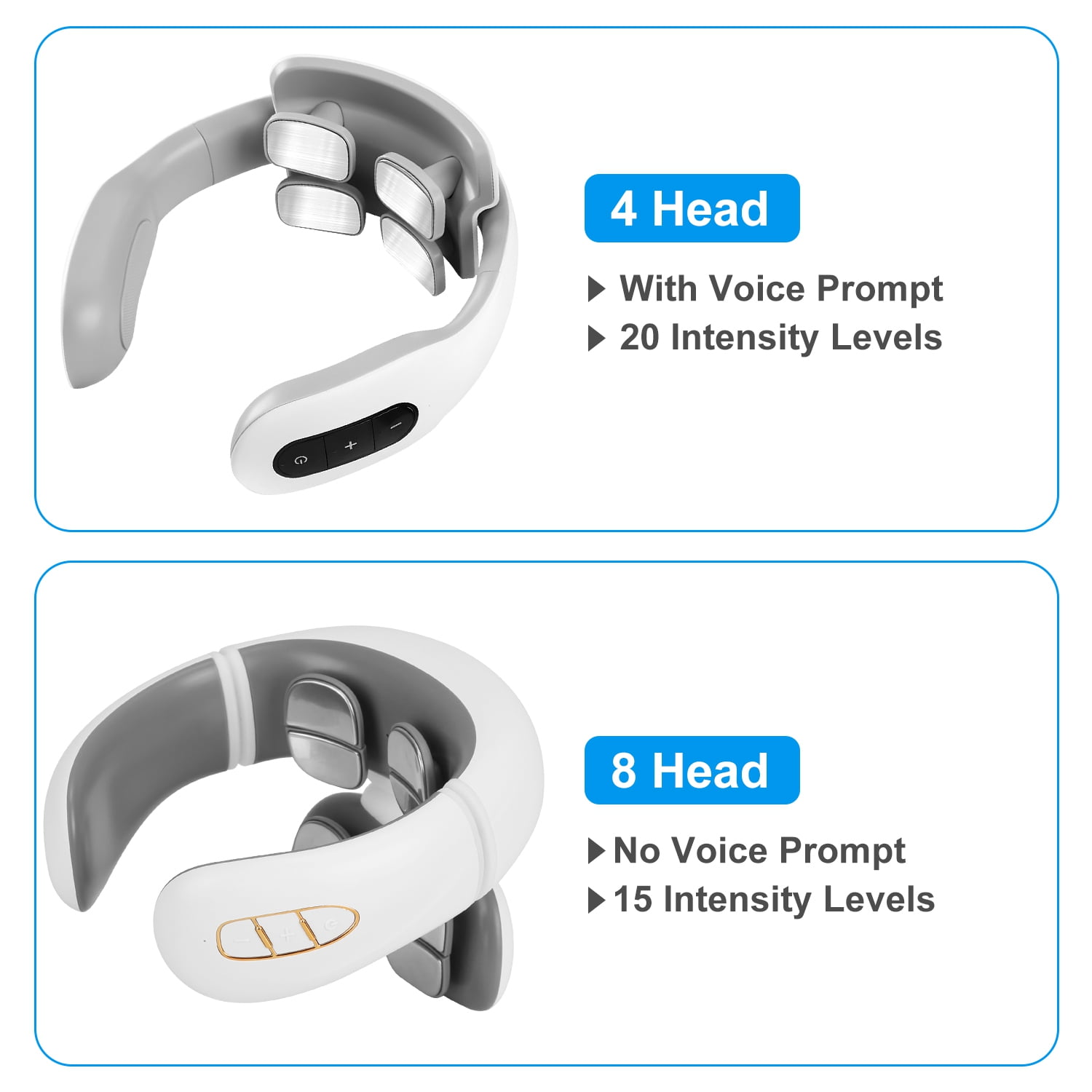 Imountek 8 Head Heated Neck Massager, 6 Modes 15 Intensity Levels EMS Neck Massager with Remote Control, White