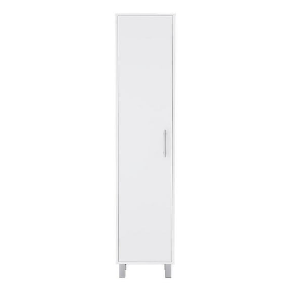 Laska 70" Tall Storage Cabinet Broom Closet with Broom Hangers,and Four Shelves White