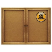Quartet 48 x 36 in. Enclosed Cork Bulletin Board with Oak Frame