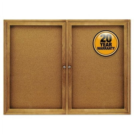 Quartet 48 x 36 in. Enclosed Cork Bulletin Board with Oak Frame