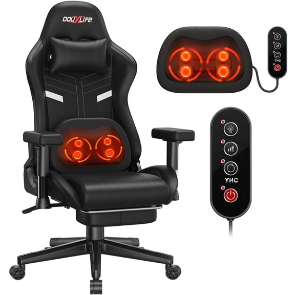 Douxlife Professional Waist Back Massage Gaming Chair, High Back Ergonomic Office Compute Video Game Chair