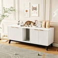 thumbnail image 5 of 59" Double-Room Cat Litter Box Enclosure, Large Hidden Litter Box Furniture – Modern Wooden Cat House with Litter Mat – TV Stand Side Table, 5 of 8