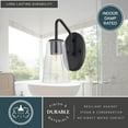 thumbnail image 6 of Beverly 1 Light Matte Black Bathroom Vanity Wall Sconce Fixture Clear Glass Shade, LED Compatible, 6 of 13