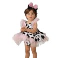 thumbnail image 3 of CUZIBR Toddler Baby Girls Romper Dress Cow Print Tulle Clothes Sleeveless Tutu Dresses Hair Band Headband Outfits Sets Holiday Dailywear For Child, 3 of 9