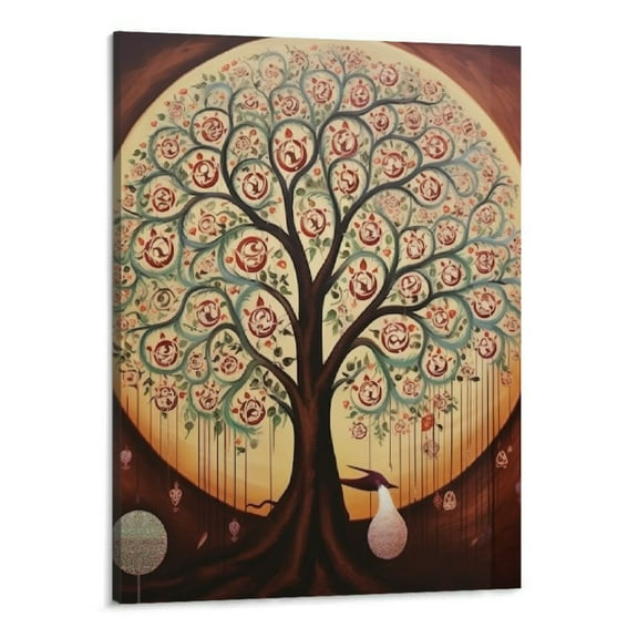 Shiartex Religious - Islamic Muslim Allah - Tree Names Poster Modern Canvas Wall Art Decor Aesthetic Poster Home Living Room Bedroom Bathroom Wall Room Decor Gift -16x20 in