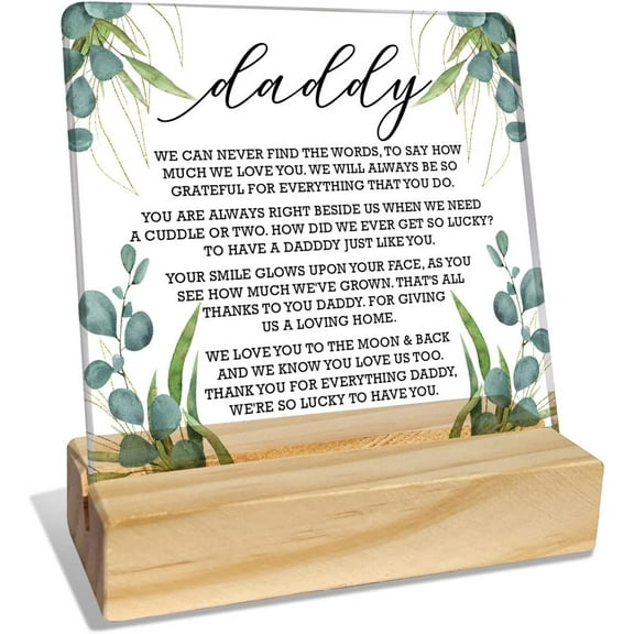 Daddy Gifts from Daughter Son Kids, Dad Birthday Fathers Day Christmas Day Gifts for Father, Best Dad Ever Gifts, Thank You Gifts for Dad, We Love You to The Moon & Back, Desk Acrylic Decor
