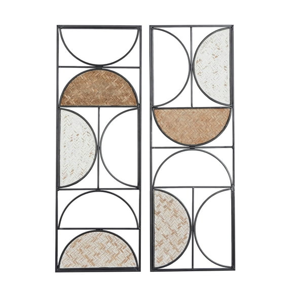 DecMode Brown Metal Carved Designs Geometric Wall Decor (2 Count)