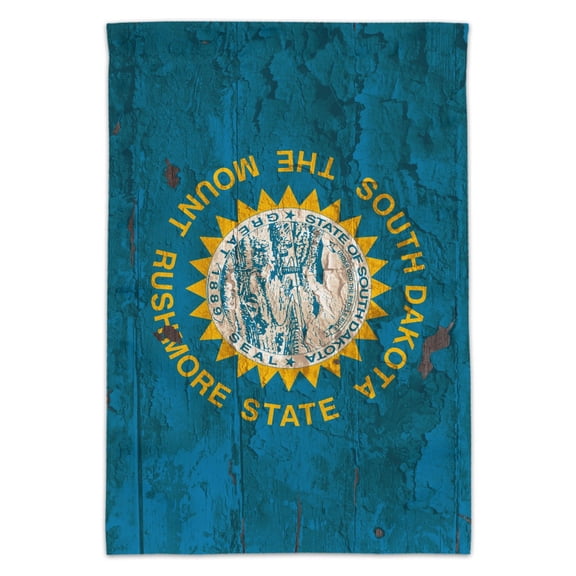 Rustic South Dakota State Flag Distressed USA Garden Yard Flag