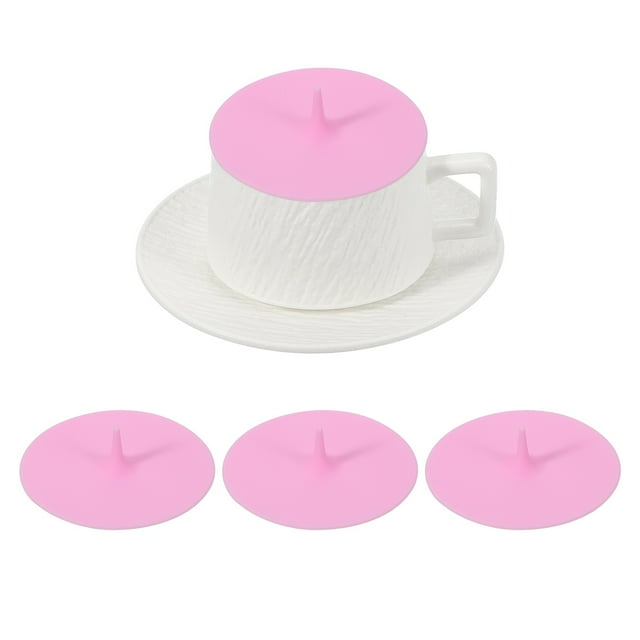 3Pcs Tapas de Taza de Silicona, Tapas Universales en Forma de Gota de 3.94" Reutilizables para Bebidas Calientes y Frías para Tazas de Té, Tazas de Café, Rosa