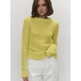 thumbnail image 4 of Women'S Basic Crewneck Sweater Long Sleeve Round Neck Pullover Yellow S, 4 of 6