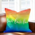thumbnail image 2 of Love Rainbow Throw Pillow Cover Gradient Cotton Linen Cushion Cover Throw Pillow Case with Invisible Zipper for Couch Sofa Bed Chair Car 18x18 Inch, 2 of 9
