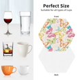 thumbnail image 5 of Leather Coasters with Heat-resistant for Drinks, Retro colorful butterfly -标题2 Hexagon, 5 of 5