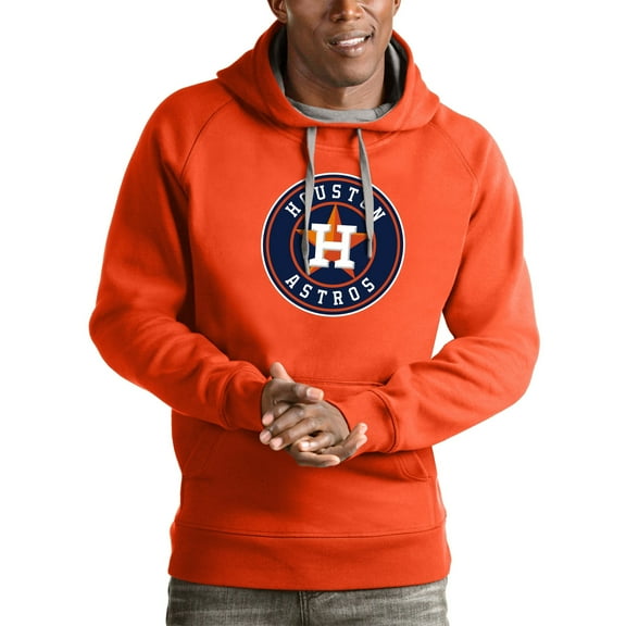 Men's Antigua Orange Houston Astros Victory Pullover Team Logo Hoodie