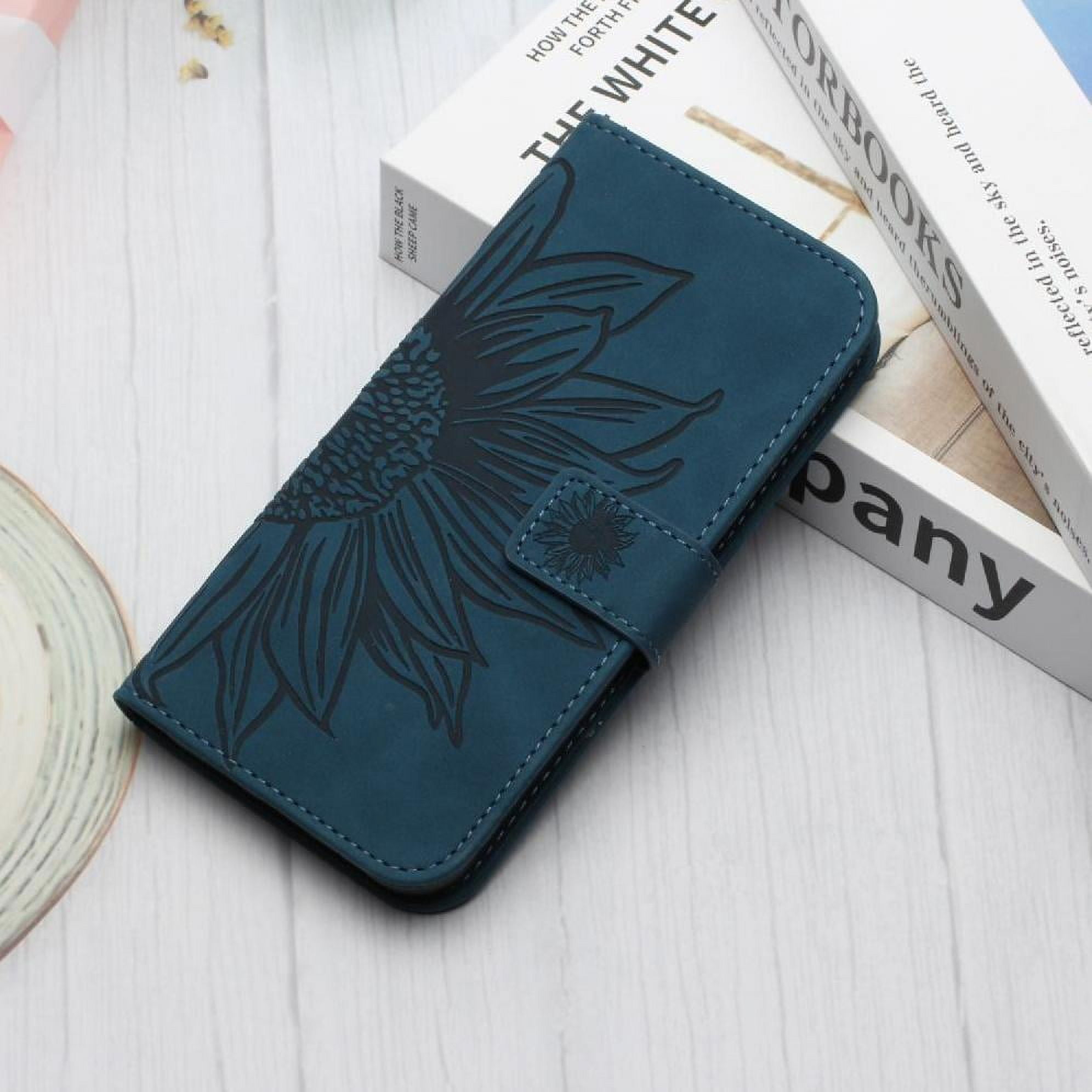 Case for Samsung Galaxy S25 Fe Luxury Pu Leather with Card Slots Holder Embossed Sunflower Short Strap Flip Wallet Phone Case