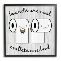 Stupell Industries Beards Vs. Mullets Toilet Paper Bathroom Humor Expression Graphic Art Black Framed Art Print Wall Art, Design by Daphne Polselli