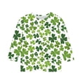 thumbnail image 5 of POTETI St Patricks Day Girls Shirt Lucky Clover 3/4 Sleeve Crew Neck Shirt Tops, 5 of 5