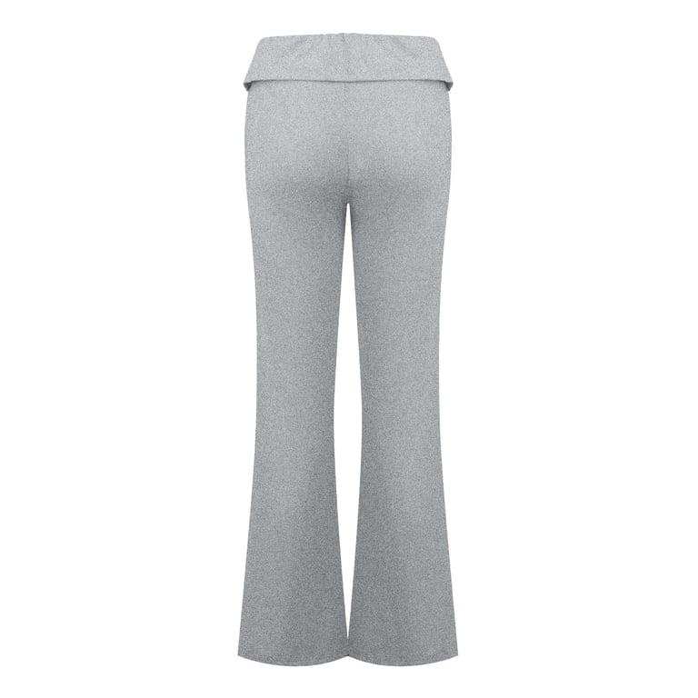 MUUET COTTON VELOUR BELL PANTS グレー USOCUTE Womens Flare Leggings Fold Over Yoga Pants Y2K Low Rise