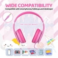 thumbnail image 4 of Auriculares con cable JoySpark Kids con límite de volumen de 85 dB, color rosa, 4 of 7