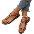 thumbnail image 2 of Domuza Sandals Women Flat Shoes Summer Bohemian Toe-Separator Sandals Casual Comfortable Beach Flip Flops with Elastic Band Blue 8.5（EU-41）, 2 of 6