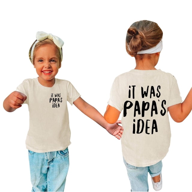 Aboser Idée de PAPA T-Shirts pour Enfants pour Filles de 3 à 14 Ans T-Shirts à Manches Courtes pour Tout-Petits Garçons Coton Blouses Graphiques Décontractées Col Rond Hauts d'Été T-Shirt