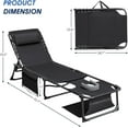 thumbnail image 3 of Flamaker Face Down Chaise Lounge Chair 5-Position Adjustable Sunbathing, Foldable Tanning Chair with Face& Arm Holes, Outdoor Recliner Chair for Pool, Beach, Patio, Lawn (Black, 1 Pcs), 3 of 7