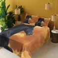 thumbnail image 4 of Ambesonne Nature Fitted & Top Sheet Set with Shams, Galloping Friesian Horse, Black Orange, 4 of 7