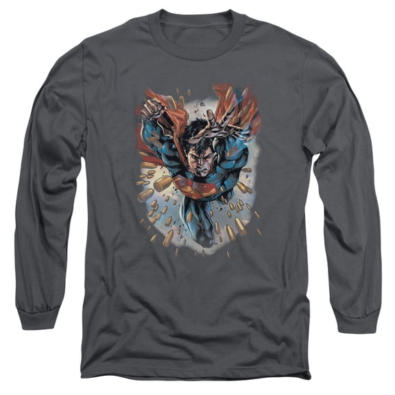 Superman Within My Grasp Long Sleeve Adult 18/1 T-Shirt Charcoal