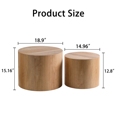 thumbnail image 3 of Tcbosik Nesting Coffee Table Set of 2, Modern Coffee Table & End Table, Round Center Table for Living Room, Bedroom, Space Saving, Light Oak, 3 of 6