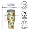 thumbnail image 4 of Sunflower 40oz Tumbler with Handle and Straw, Large Capacity Travel Cup for Hot & Cold Drinks, Double Walled Vacuum Insulated Cup,Birthday Gifts for Women Girls, 4 of 6
