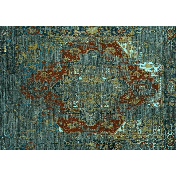 Ahgly Company Indoor Rectangle Persian Light Blue Traditional Area Rugs, 3' x 5'