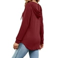 thumbnail image 2 of Hanerdun Women Hooded Blouses Female Button-Front Long Sleeve Top Red XL, 2 of 5