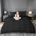 thumbnail image 2 of meiyoeat Black Checkered Grid Duvet Cover Queen For Kids,Modern Geometric Print Queen Bedding For Adults,Black Reversible,3-Piece(No Comforter), 2 of 6