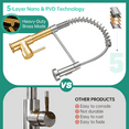 thumbnail image 5 of Kitchen Sink Tap, Pull-Down Commercial Faucet, Brushed Nickel, Single Handle, High Pressure, Farmhouse, Laundry, RV Faucet, 5 of 6