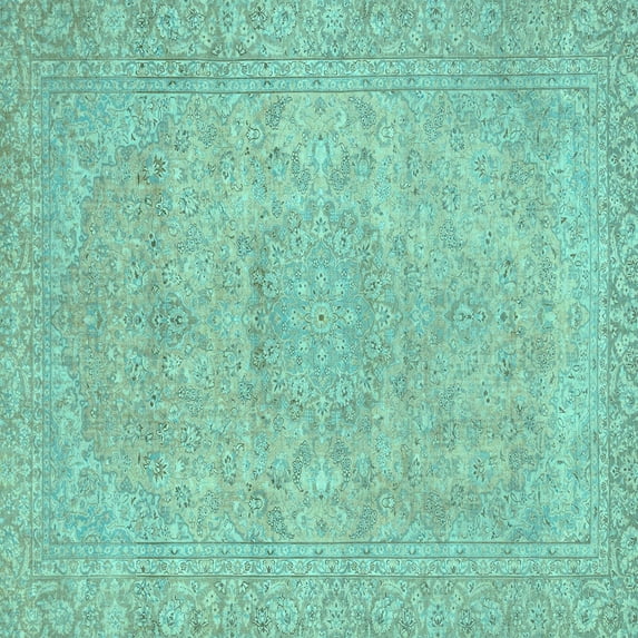 Ahgly Company Indoor Square Abstract Light Blue Modern Area Rugs, 7' Square