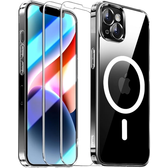 Entronix 3-in-1 Magnetic Clear Case Compatible with iPhone 13 with 2 Screen Protector