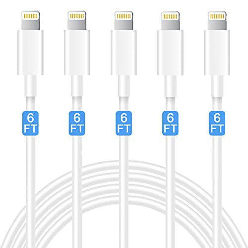 Apple MFi Certified Fast Charging High Speed Data Sync Phone Cord Compatible with iPhone 13 12 11 Pro Max XS MAX XR XS X 8 7 Plus 6S SE iPad Mini JAHMAI 5Pack 6ft Lightning Cable iPhone Charger 