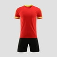 thumbnail image 2 of CYRBOKO Boy's Athletic Outfit Sets, Breathable Quick-dry Elastic Waist Short Sleeve Top and Shorts Sets Red Size 6-7 T, 2 of 4