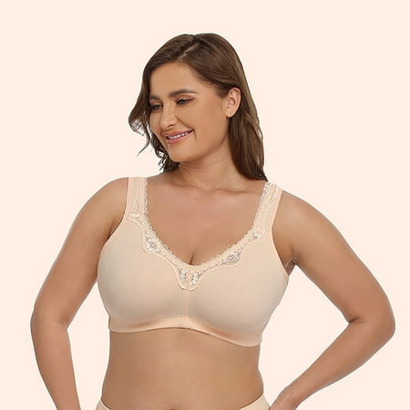 

SENDKEEL Women s Solid Color Plus Size Bra Comfortable Underwire Free Bra