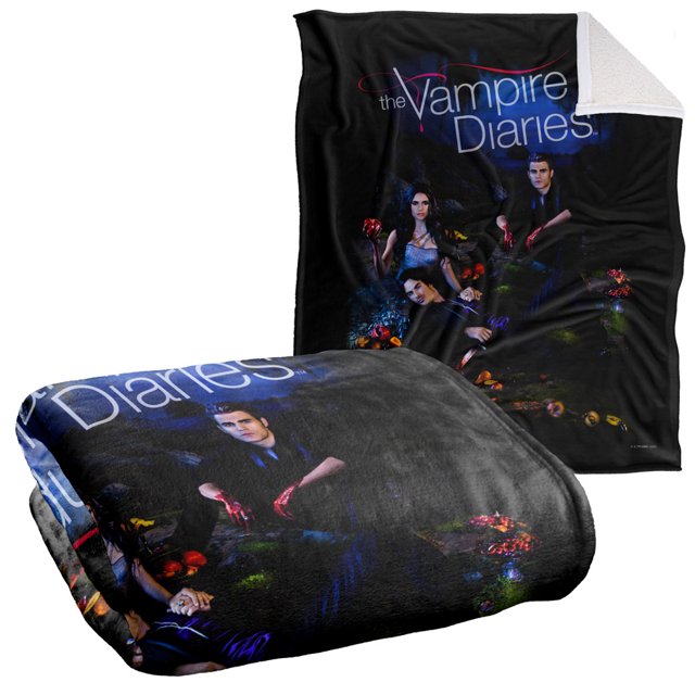 Vampire Diaries Blanket, 50"x60", Tempted Silky Touch Sherpa Back Super